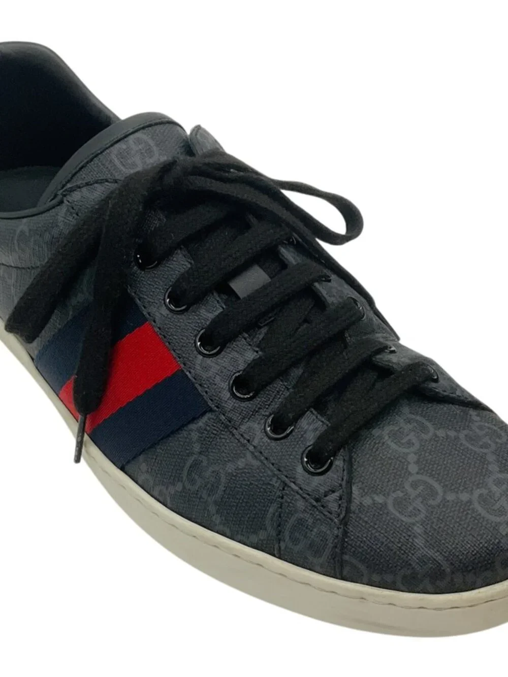 Gucci Men's Black Mono Ace GG Supreme Sneakers